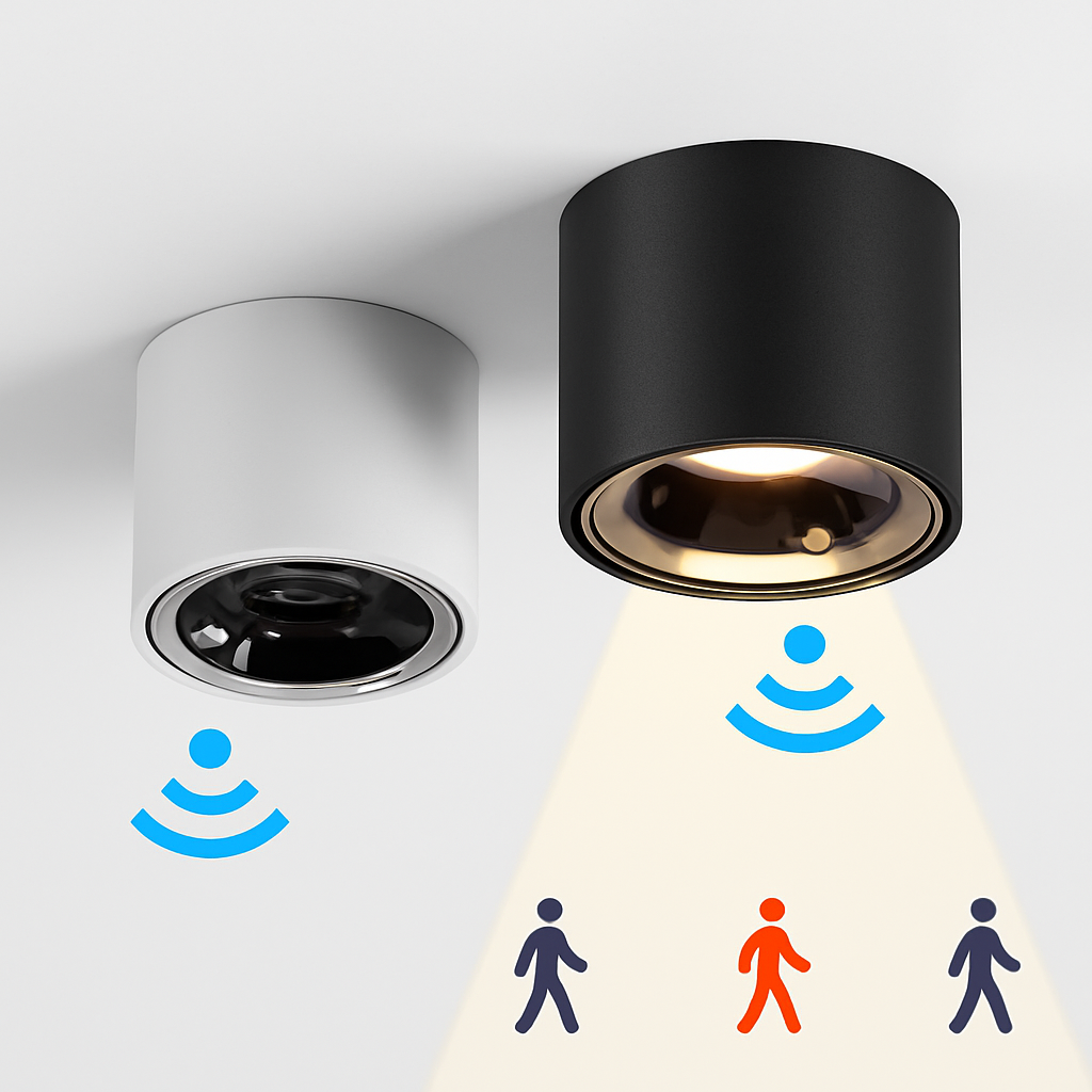 Spot détecteur de mouvement LED 12W monté en Surface Anti-éblouissement intelligent escalier chambre maison