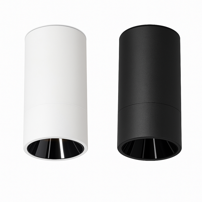 Spot en cylindre moderne à LED noir ou blanc