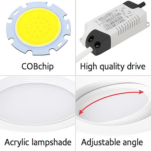 Spot Encastré Double LED Dimmable Downlight COB 7w 12w 15W 30W décoration chambre plafonnier AC 220V panneau LED lumières chambre d'hôtel - vue 6 sur 6
