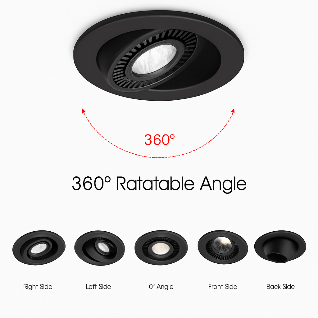 spot led encastrable rotatif 360 degrés pour intérieur - vue 4 sur 8
