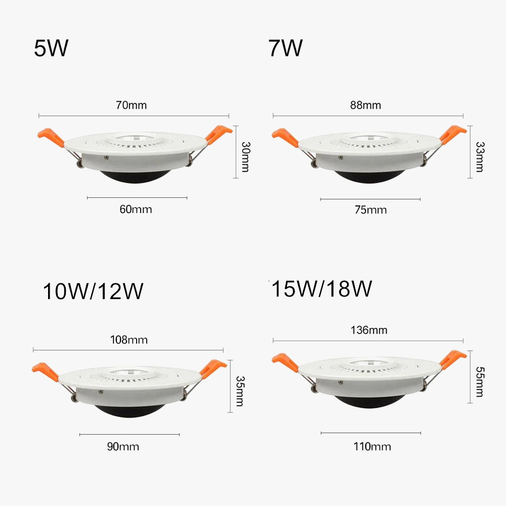 spot led encastrable rotatif avec intensité lumineuse réglable
