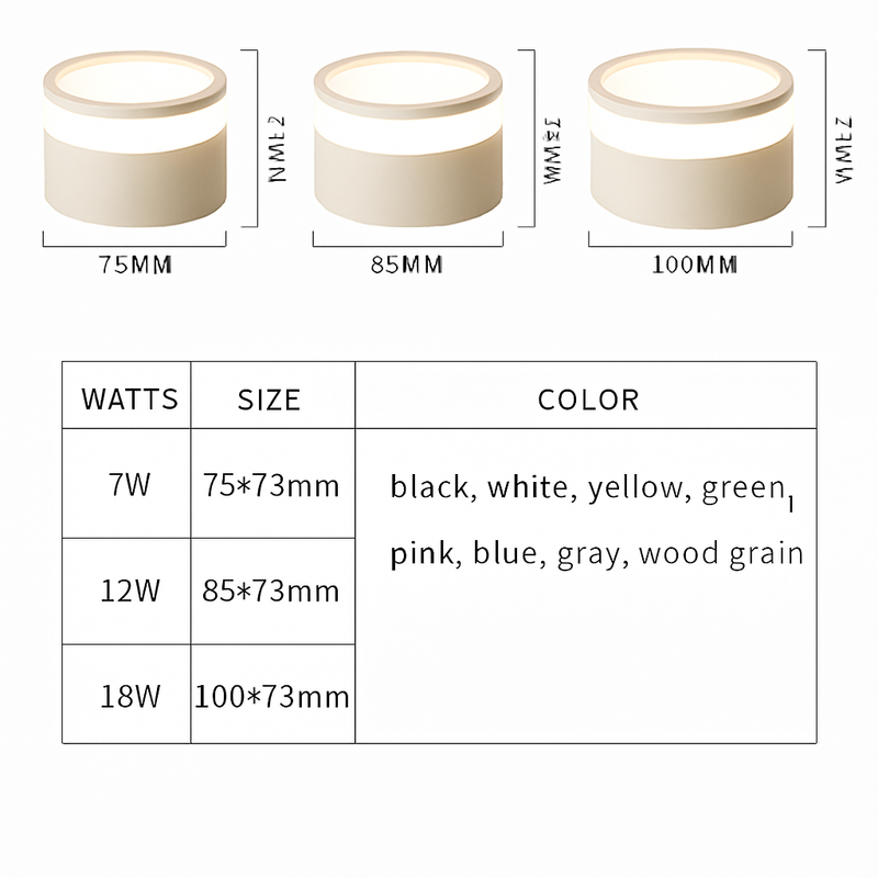 Spot LED rond cylindrique coloré