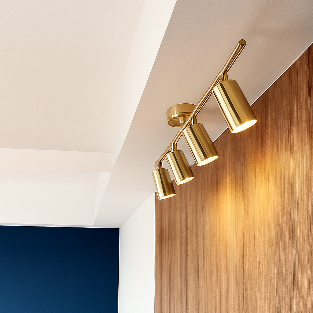 Spot moderne arrondi LED en métal doré - vue 3 sur 11