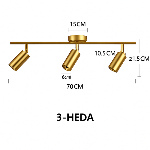 Spot moderne arrondi LED en métal doré - vue 8 sur 11