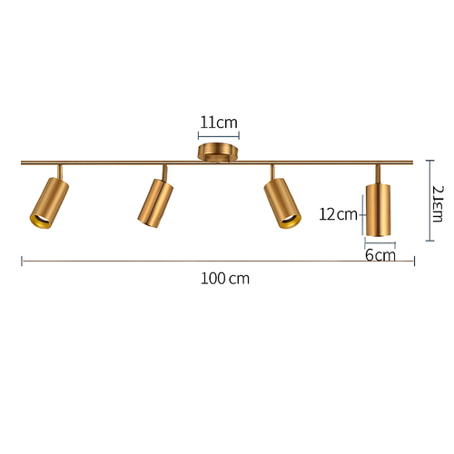 Spot moderne arrondi LED en métal doré - vue 9 sur 11