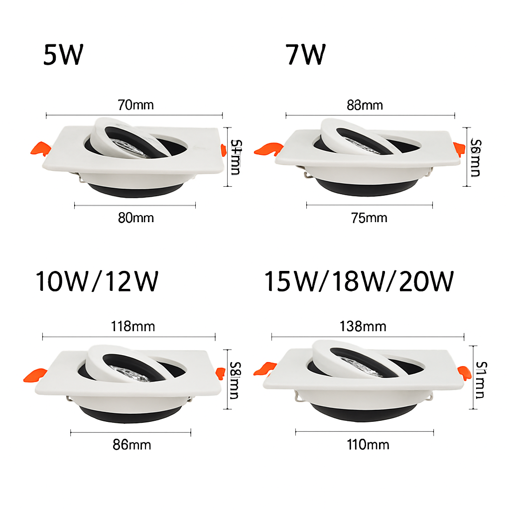 Spot moderne LED avec base carré et lumière rotative 360° Solal - vue 7 sur 6