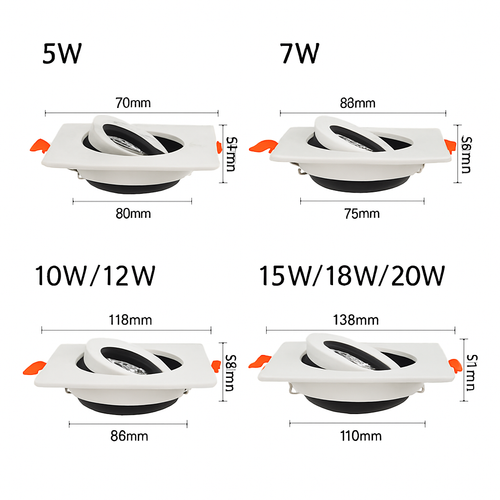 Spot moderne LED avec base carré et lumière rotative 360° Solal