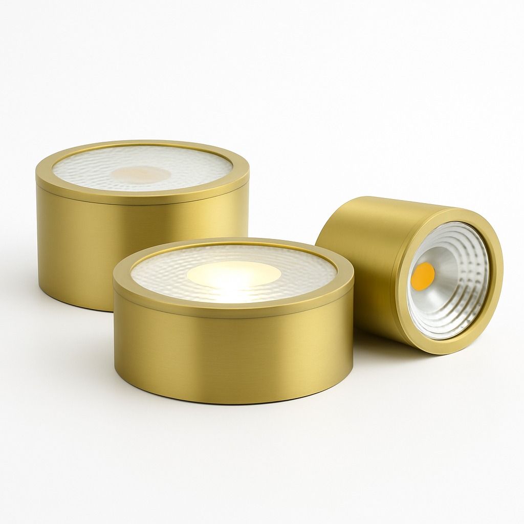 Spot moderne LED cylindrique en métal doré Tarm - vue 6 sur 11