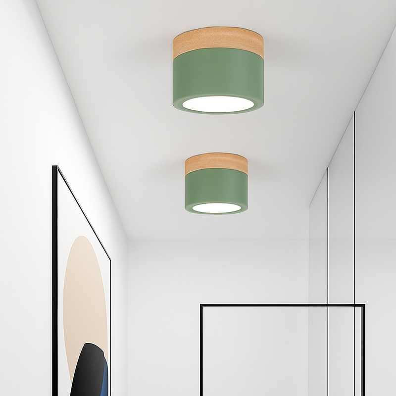 Spot moderne à LED en bois et métal coloré Allan