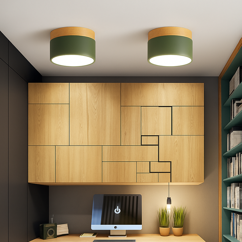 Spot moderne à LED en bois et métal coloré Allan