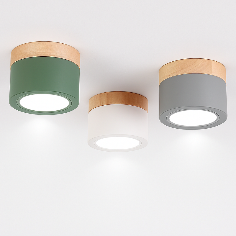 Spot moderne à LED en bois et métal coloré Allan