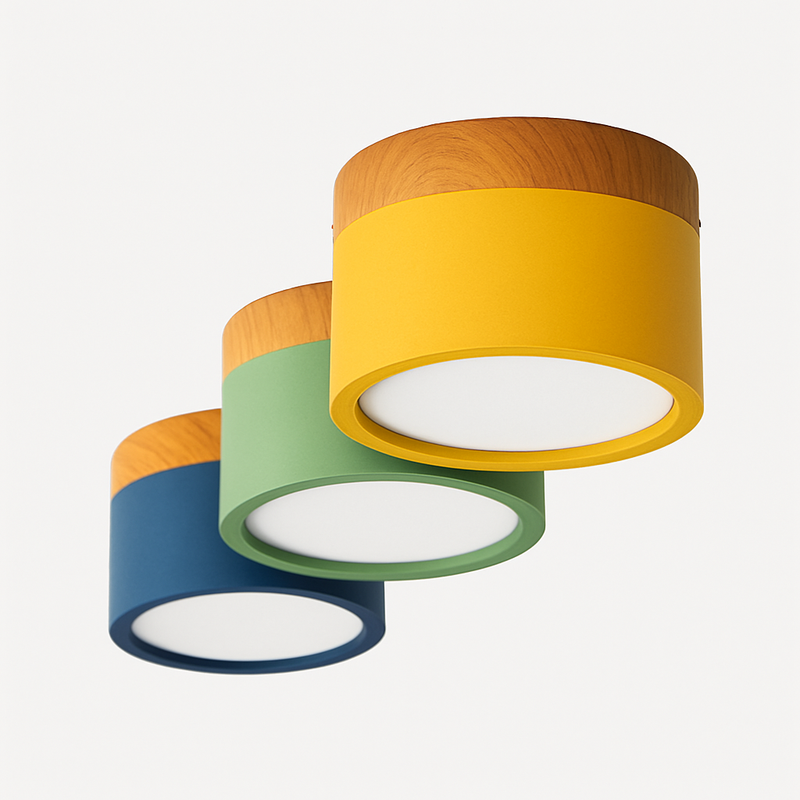 Spot moderne à LED en bois et métal coloré Allan