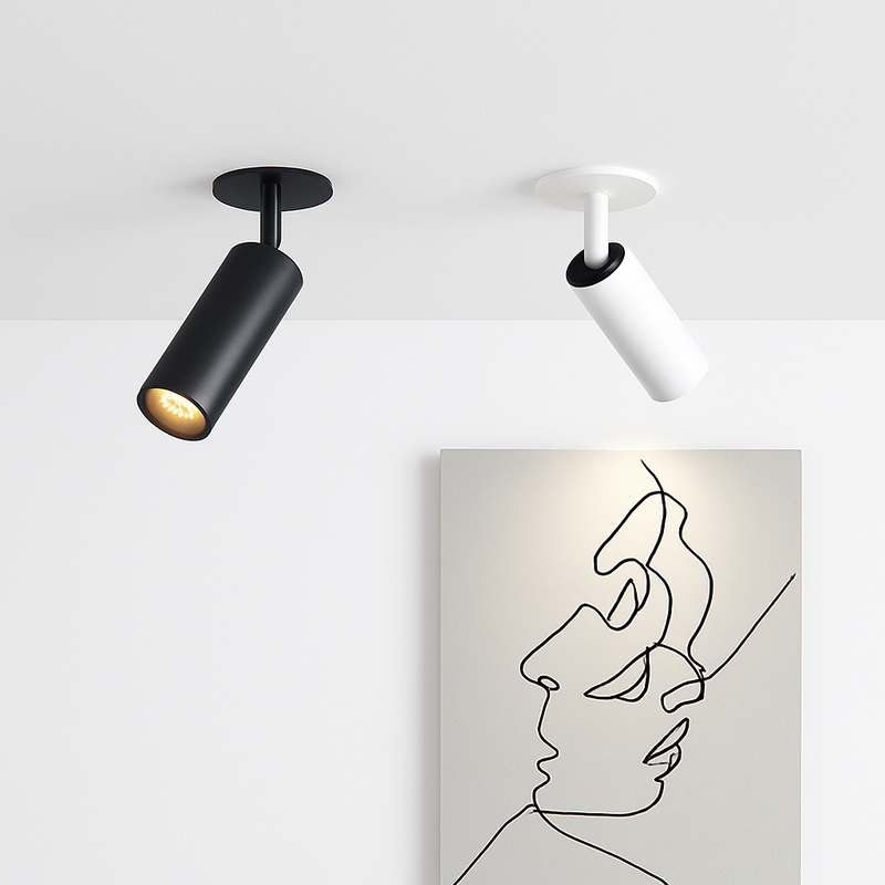 Spot plafond à LED tube directionnel blanc ou noir