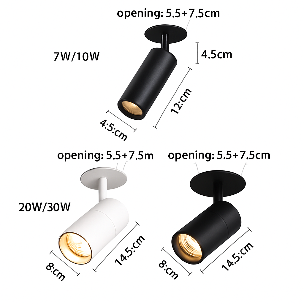 Spot plafond à LED tube directionnel blanc ou noir - vue 3 sur 14