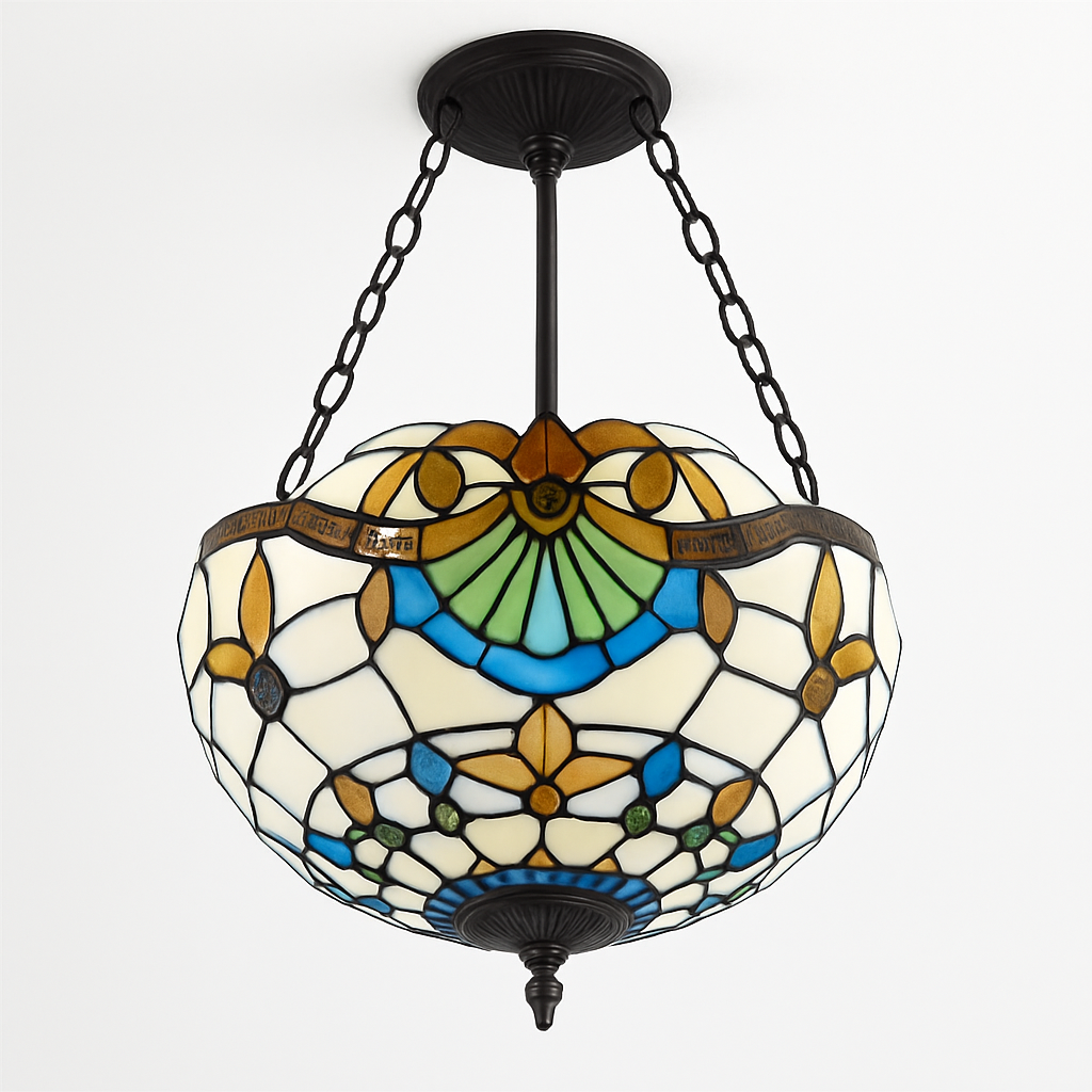 suspension antique style tiffany pour éclairage rétro et coloré - vue 6 sur 6