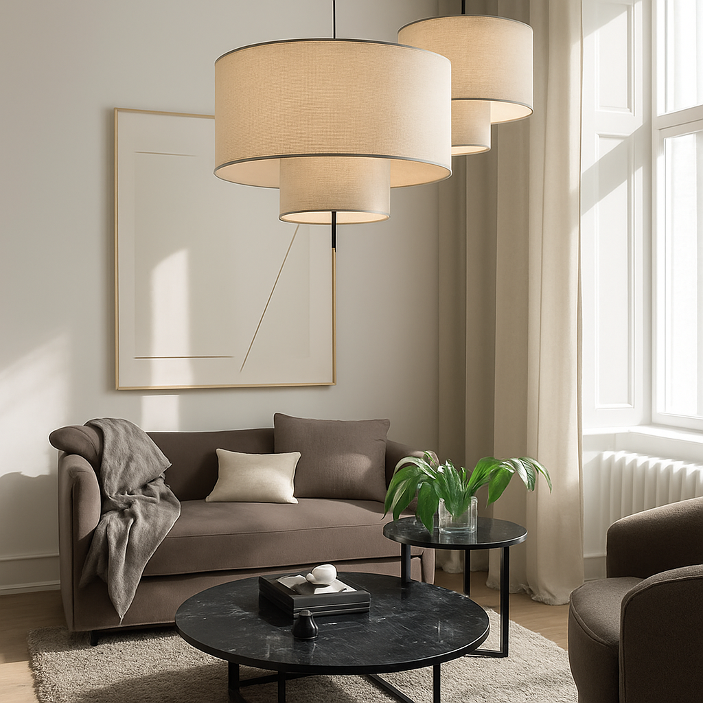 suspension artistique en tissu design fait main éclairage moderne - vue 5 sur 9