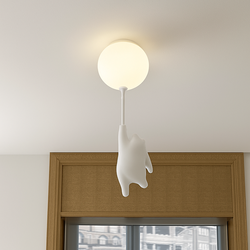 Suspension avec boule en verre et ours suspendu