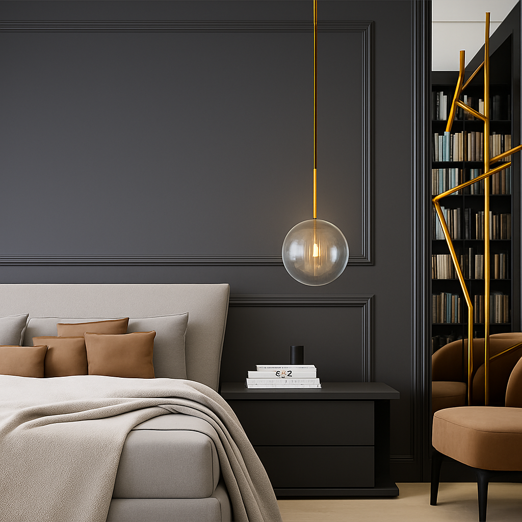 Suspension boule verre design nordique moderne décoratif loft LED - vue 5 sur 13