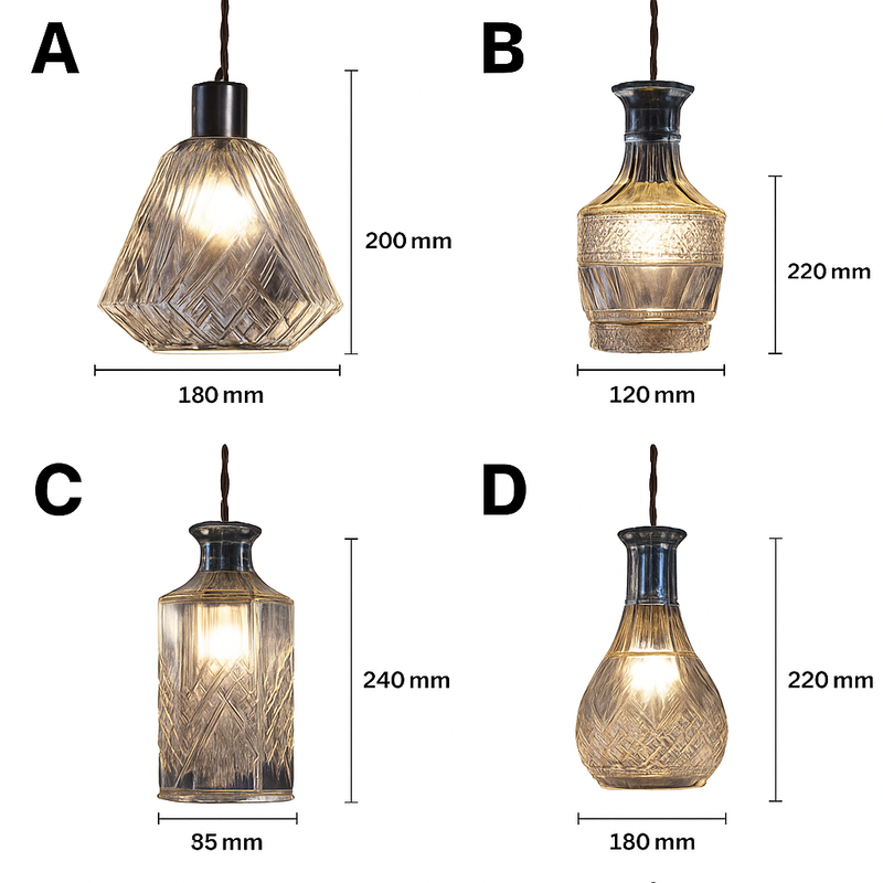 Suspension bouteilles en verre de plusieurs formes Bottle