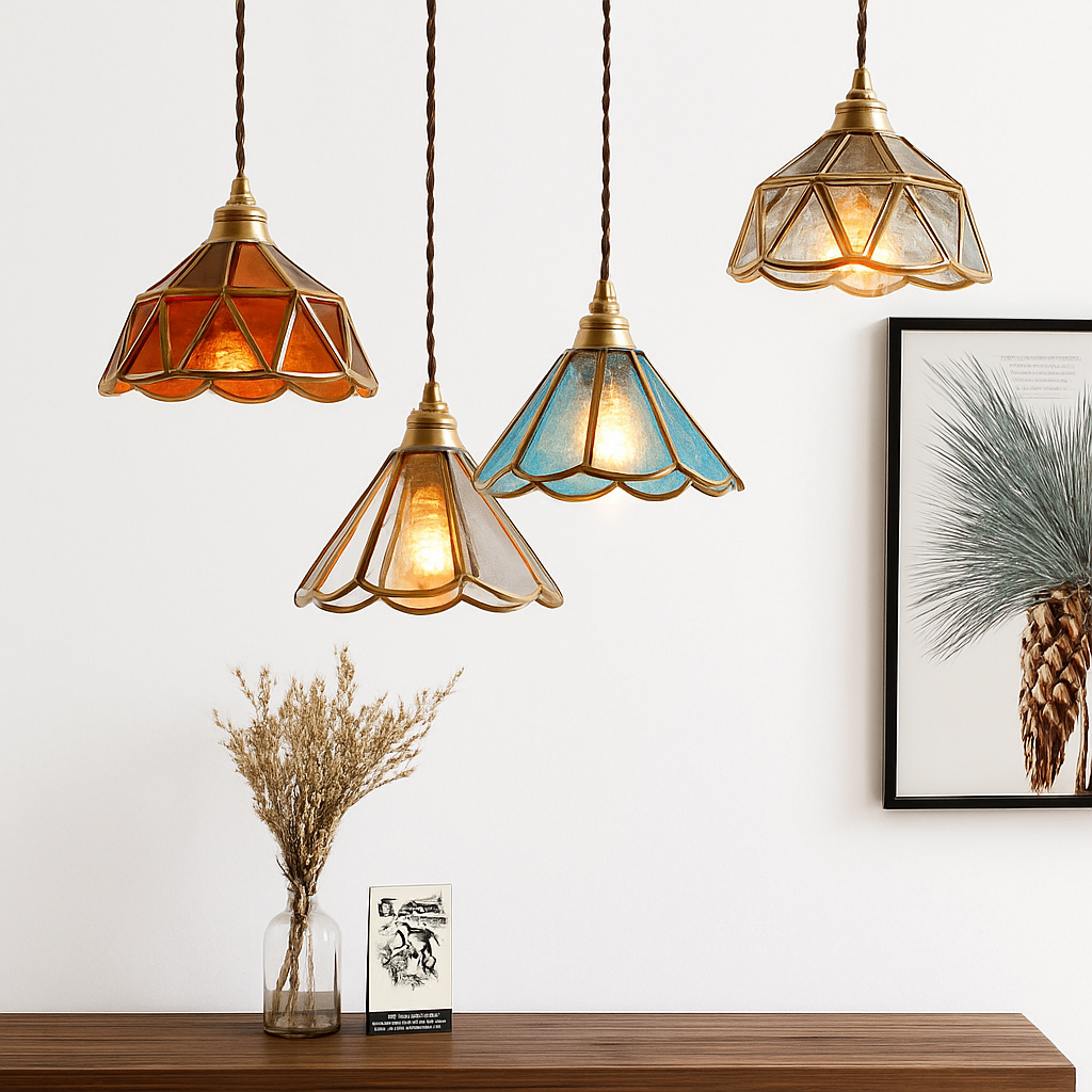 suspension conique en verre Style japonais Vintage - vue 4 sur 30