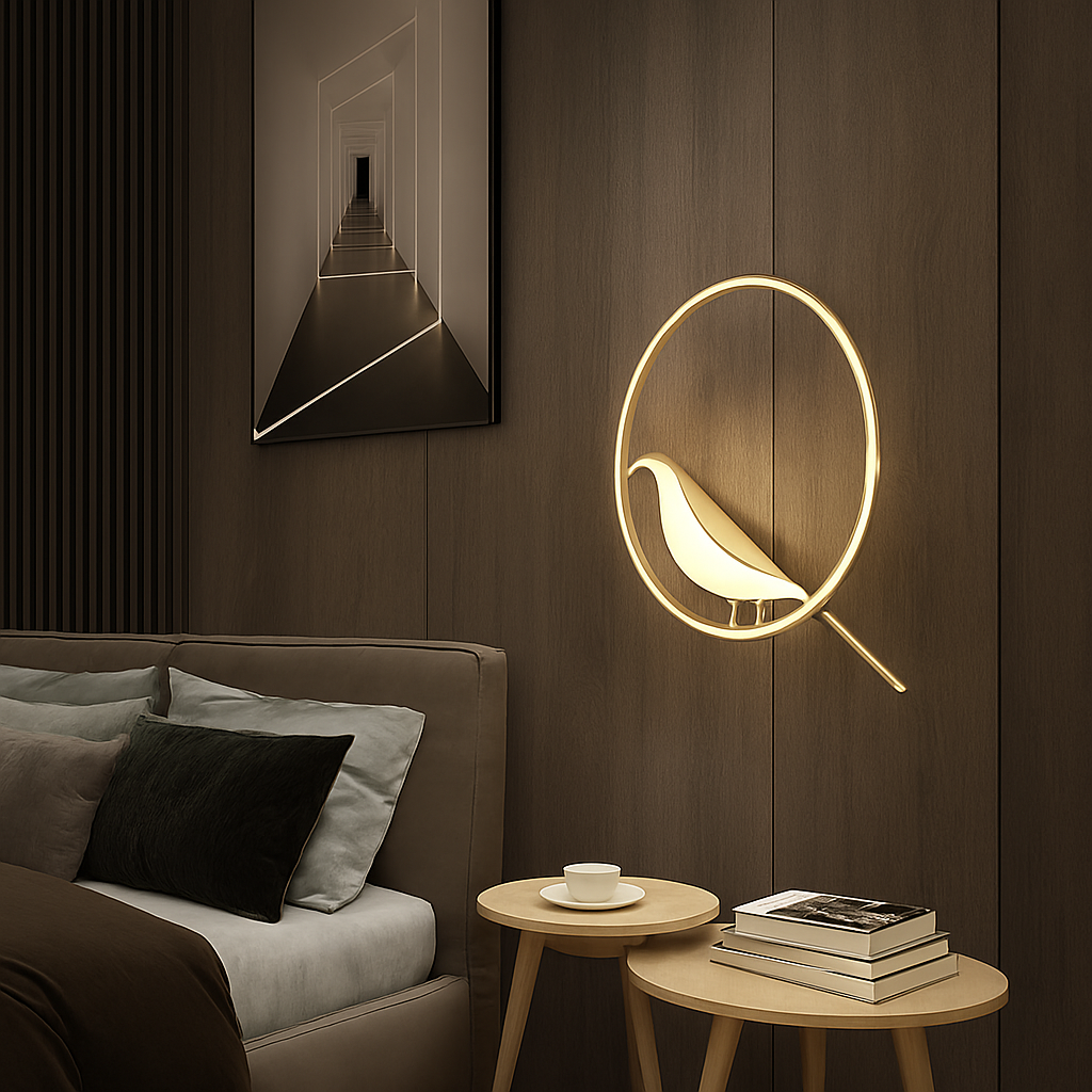 Suspension créatives d'oiseau de pie Applique murale simple salon restaurant étude lampadaire maison LED lustre de plafond de luxe - vue 5 sur 15