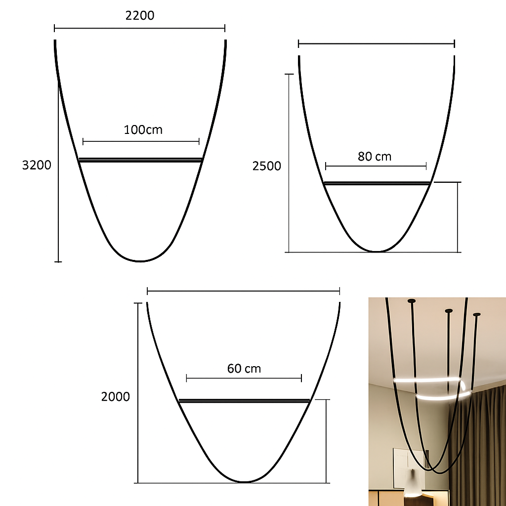 Suspension cuir styliste italien cloche corde escalier