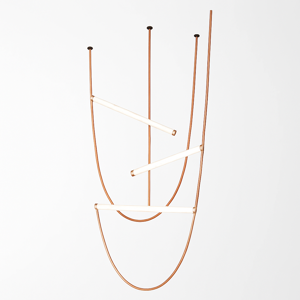 Suspension cuir styliste italien cloche corde escalier