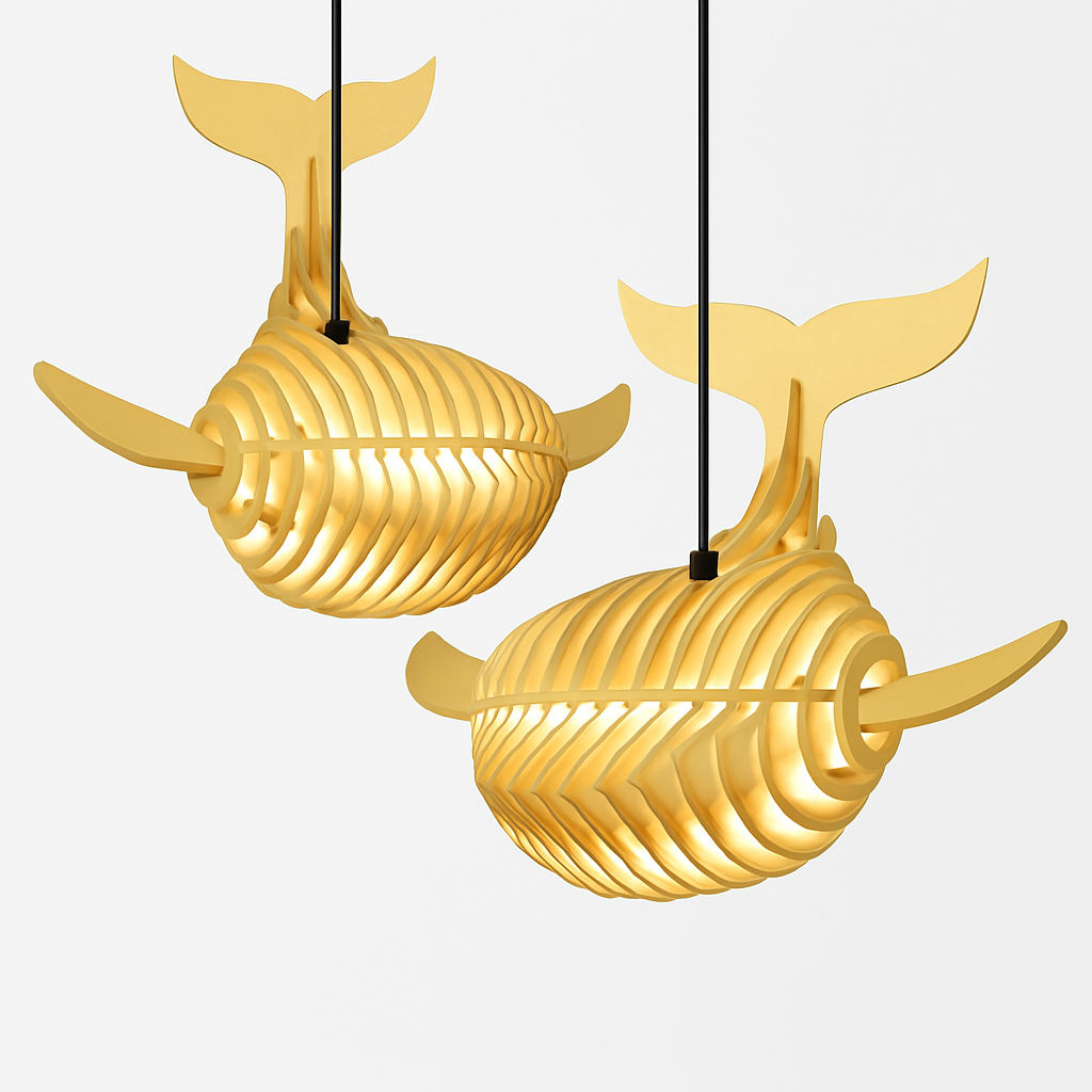 suspension d'art moderne en bois forme baleine pour restaurant - vue 3 sur 8