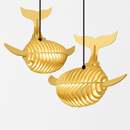 suspension d'art moderne en bois forme baleine pour restaurant
