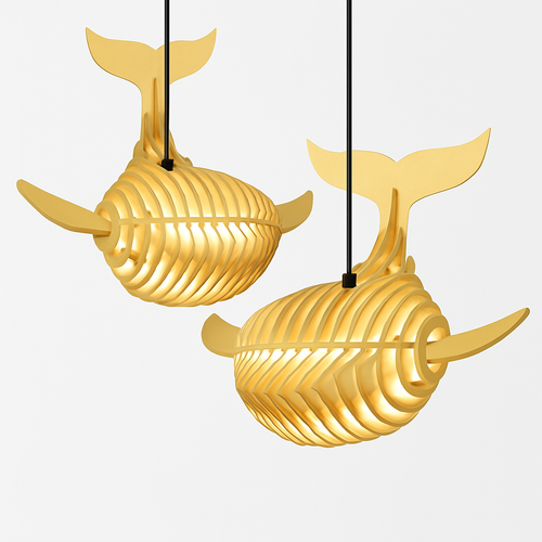 suspension d'art moderne en bois forme baleine pour restaurant
