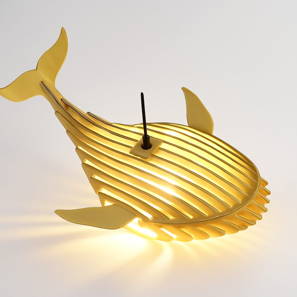 suspension d'art moderne en bois forme baleine pour restaurant - vue 4 sur 8