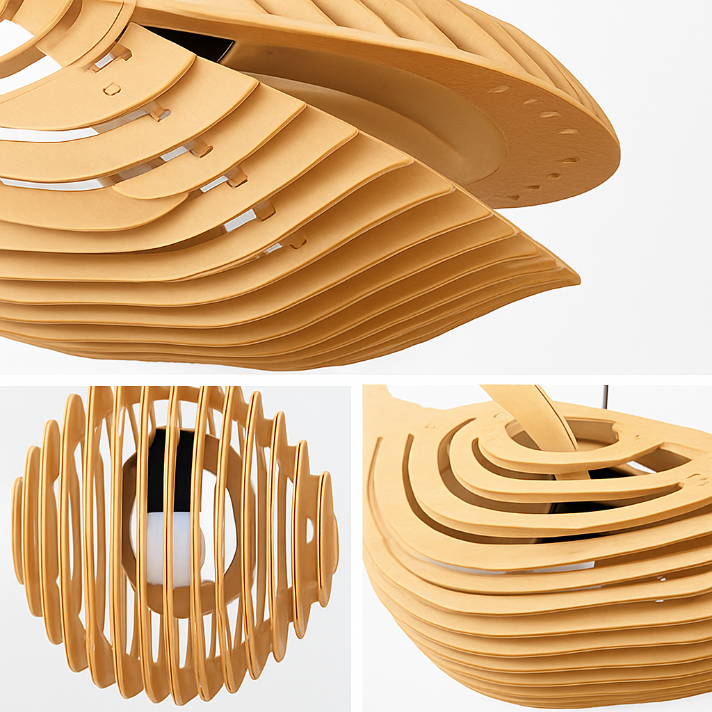 suspension d'art moderne en bois forme baleine pour restaurant - vue 6 sur 8