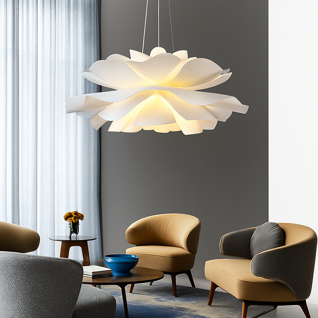 suspension décoration nordique acrylique fleur abat-jour - vue 5 sur 8
