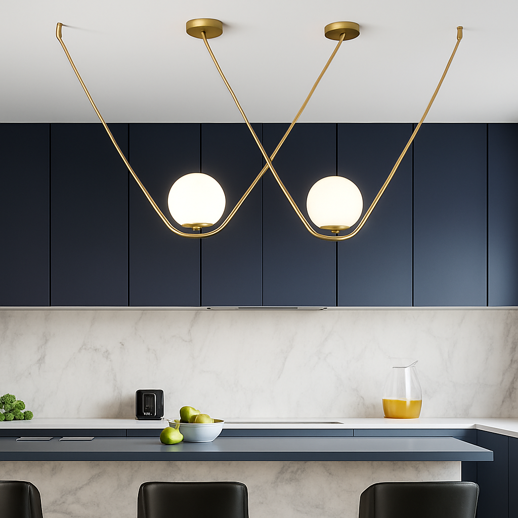 Suspension design boule de verre avec bras doré Arto - vue 3 sur 5