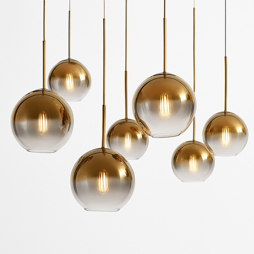 Suspension design boule en verre ambré Loft
