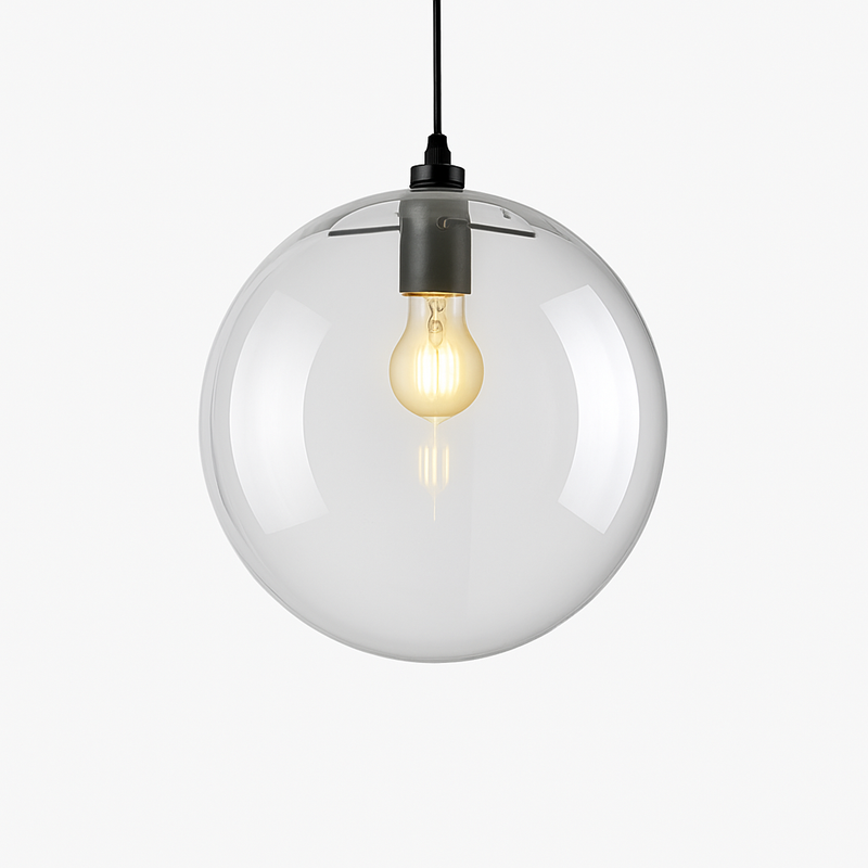 Suspension design boule en verre à LED rose gold ou noire