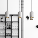 Suspension design cylindrique en ciment façon terrazzo LED