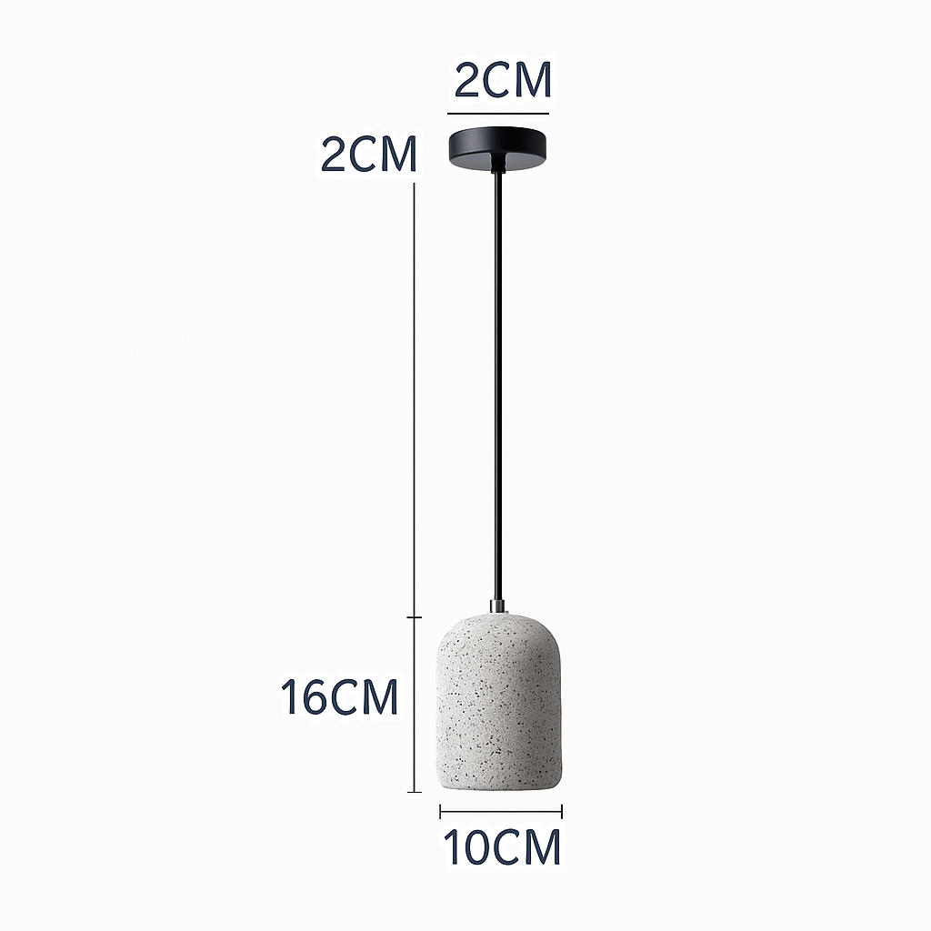 Suspension design cylindrique en ciment façon terrazzo LED - vue 10 sur 10