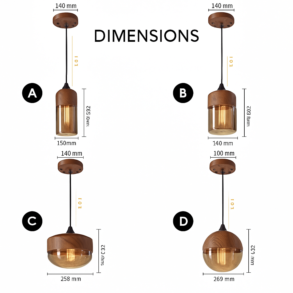 Suspension design en bois et verre Loft Retro - vue 12 sur 13