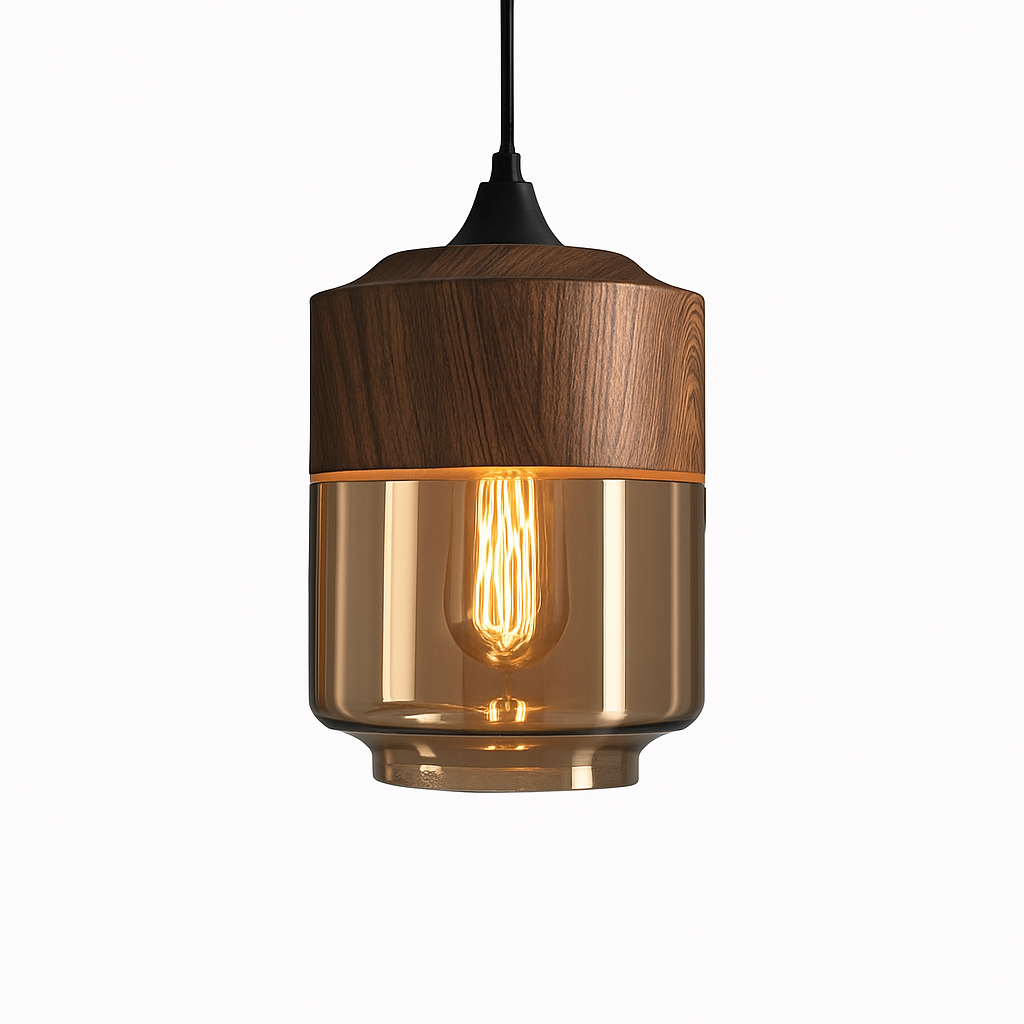 Suspension design en bois et verre Loft Retro - vue 5 sur 13