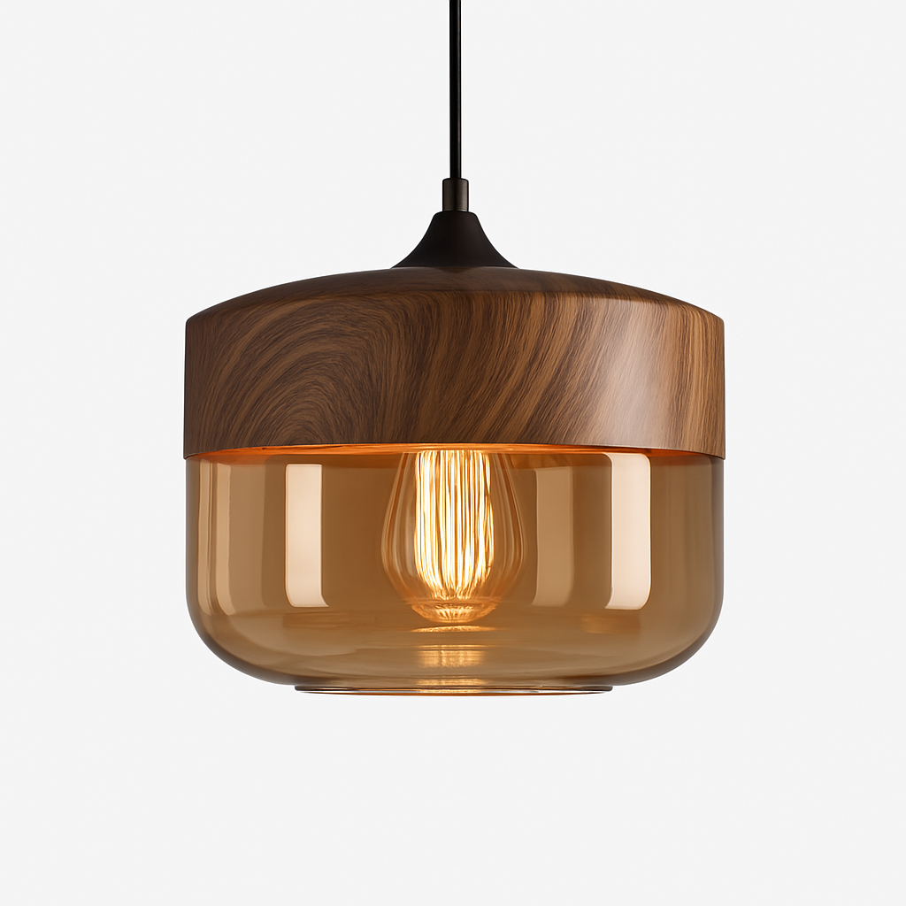 Suspension design en bois et verre Loft Retro - vue 6 sur 13