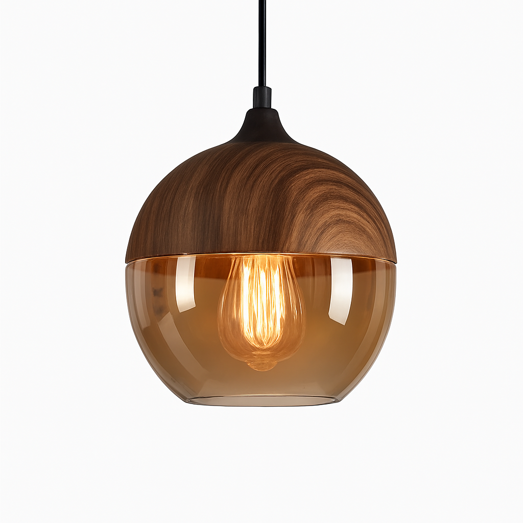 Suspension design en bois et verre Loft Retro - vue 7 sur 13