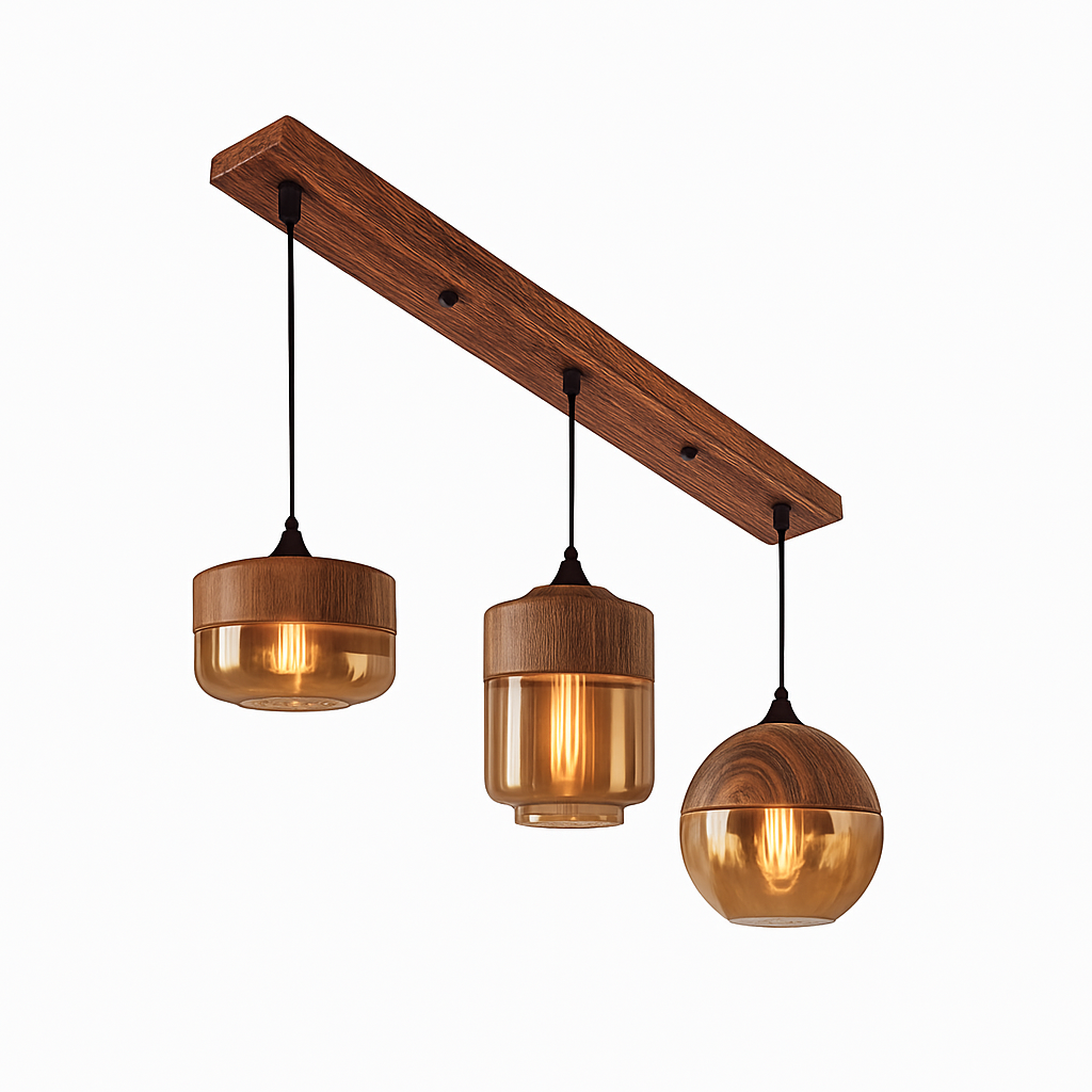 Suspension design en bois et verre Loft Retro - vue 8 sur 13