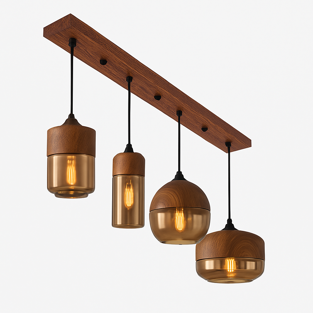 Suspension design en bois et verre Loft Retro - vue 10 sur 13