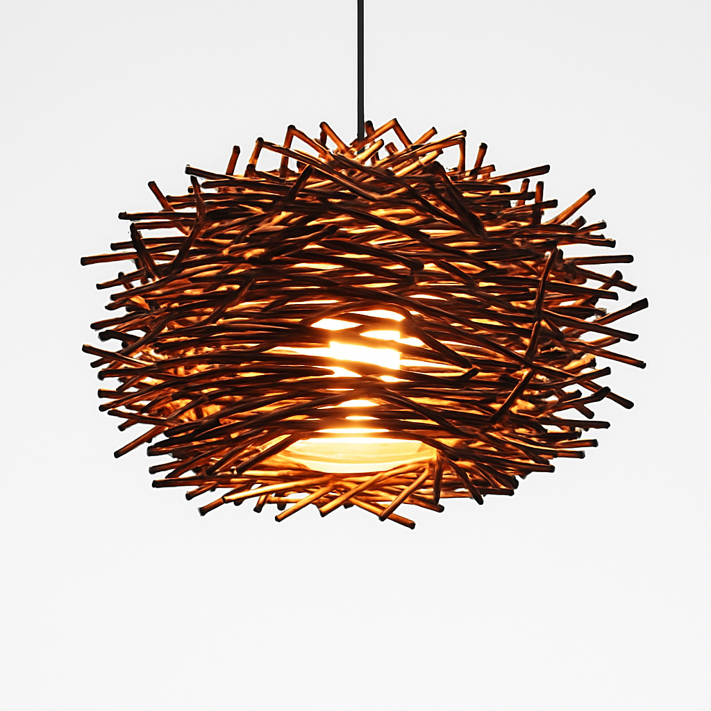 Suspension design en forme de nid d'oiseaux Rattan - vue 5 sur 7