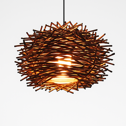 Suspension design en forme de nid d'oiseaux Rattan