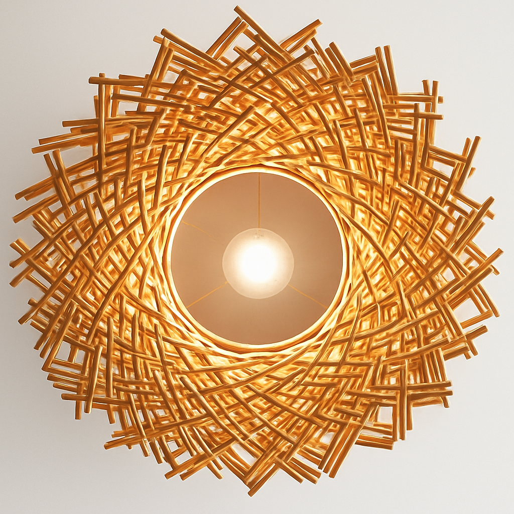 Suspension design en forme de nid d'oiseaux Rattan - vue 6 sur 7