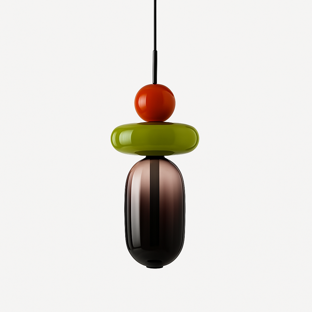 Suspension design en verre style pierres semi-précieuses Nemy