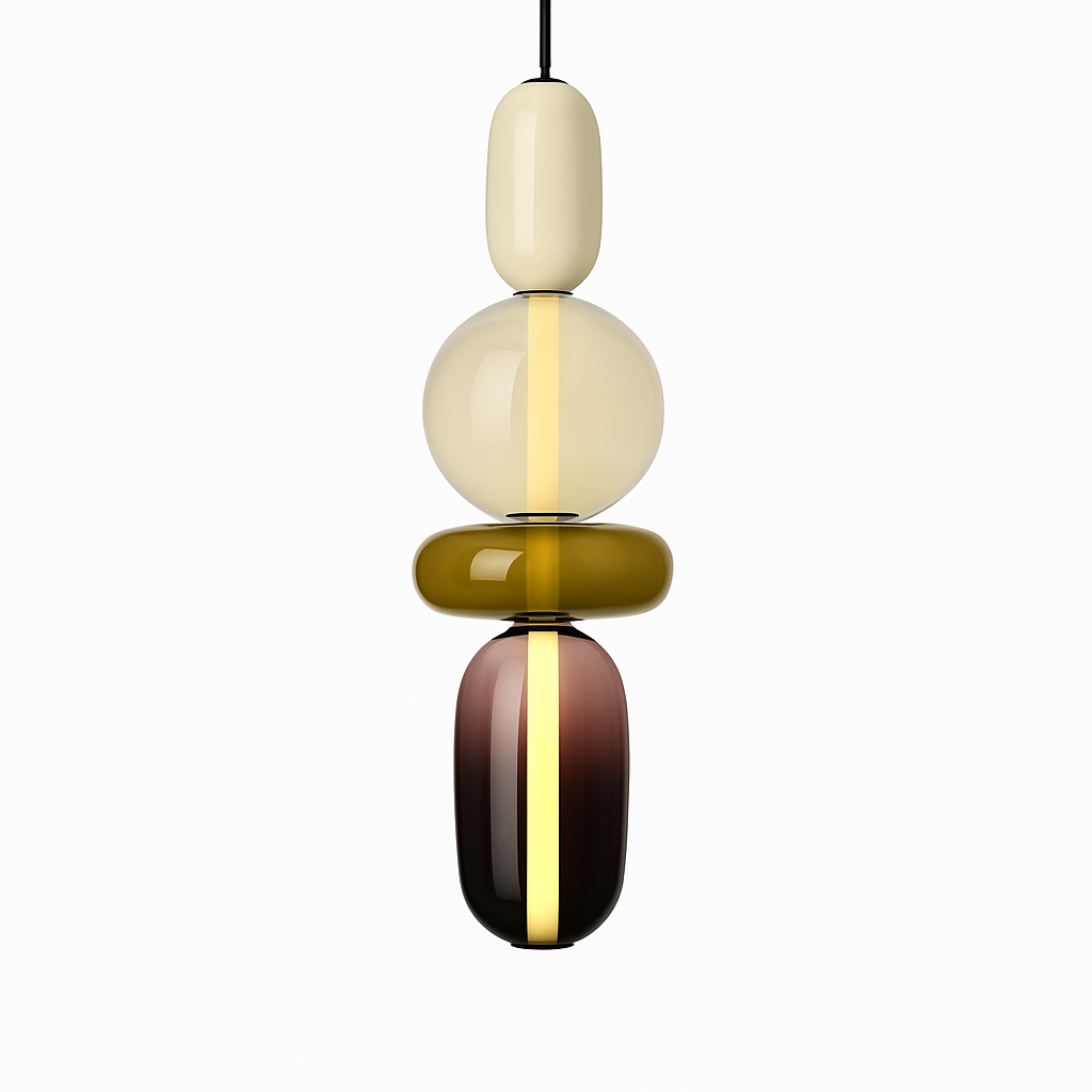 Suspension design en verre style pierres semi-précieuses Nemy - vue 7 sur 19