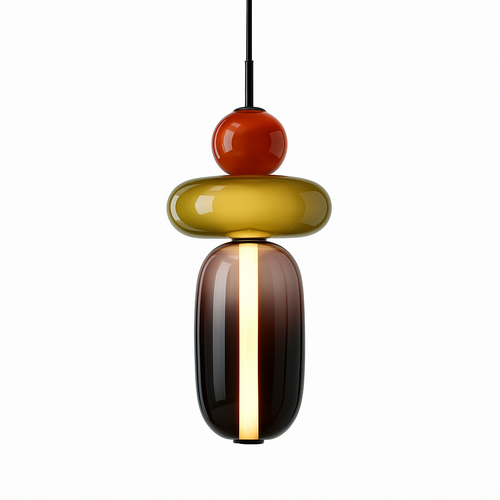 Suspension design en verre style pierres semi-précieuses Nemy